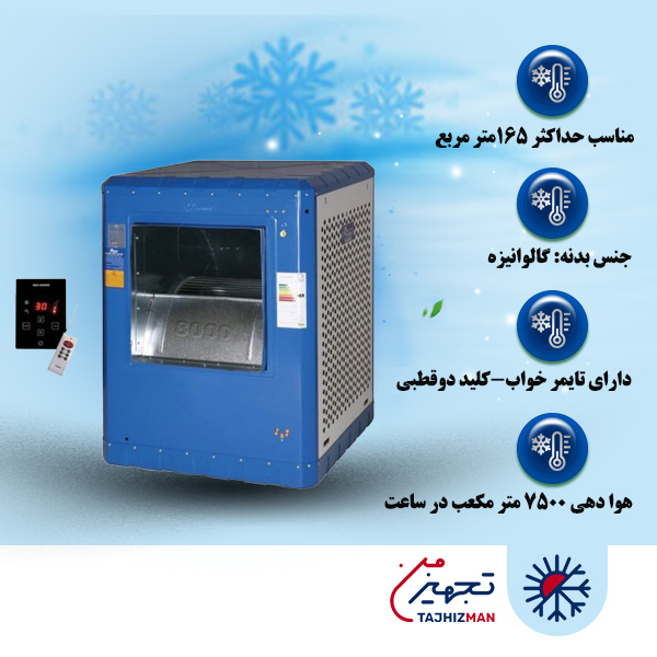 کولر آبی سلولزی 8000 ایران شرق مدل IS80S (موتور bldc)