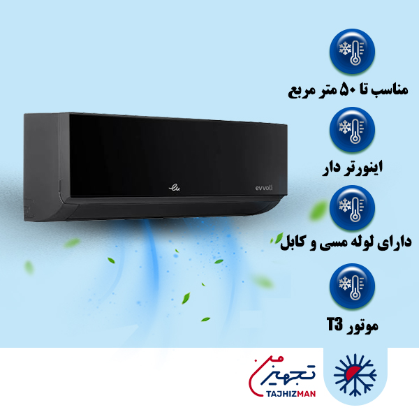 کولر گازی ایوولی 18000 اینورتر پلاتینیوم T3 مدل EVDC-18K-T3-Premium